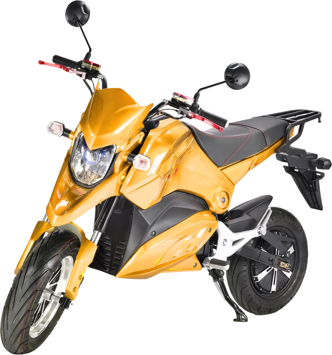 Rock'nBikes RE8SM Supermoto Elektro-Motorrad Orange-Schwarz 45km/h Vorne Links schraeg